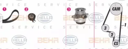 Водяной насос + комплект зубчатого ремня BEHR HELLA SERVICE купить