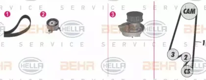 Водяной насос + комплект зубчатого ремня BEHR HELLA SERVICE купить