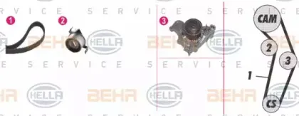 Водяной насос + комплект зубчатого ремня BEHR HELLA SERVICE купить