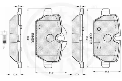 Комплект тормозных колодок, дисковый тормоз OPTIMAL купить