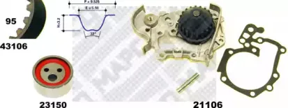 Водяной насос + комплект зубчатого ремня MAPCO купить