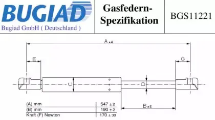 Газовая пружина, заднее стекло BUGIAD купить