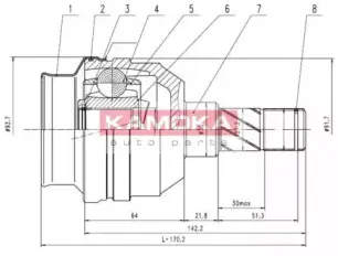 Шарнирный комплект, приводной вал KAMOKA купить