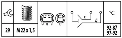 Термовыключатель, вентилятор радиатора HELLA купить