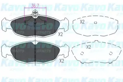 Комплект тормозных колодок, дисковый тормоз KAVO PARTS купить