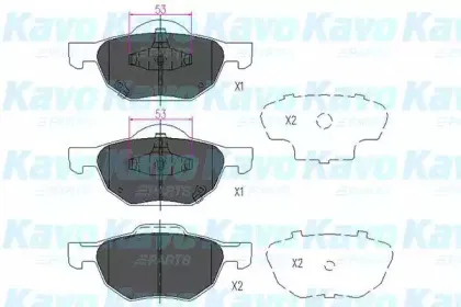 Комплект тормозных колодок, дисковый тормоз KAVO PARTS купить