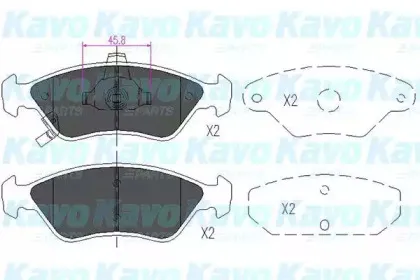 Комплект тормозных колодок, дисковый тормоз KAVO PARTS купить