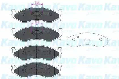 Комплект тормозных колодок, дисковый тормоз KAVO PARTS купить