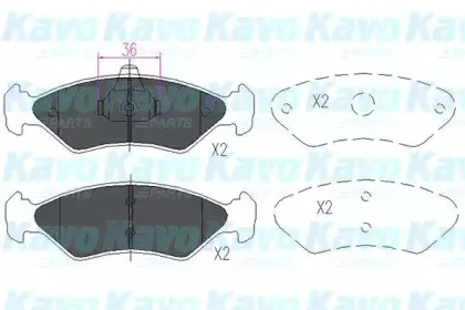 Комплект тормозных колодок, дисковый тормоз KAVO PARTS купить