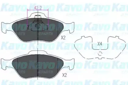 Комплект тормозных колодок, дисковый тормоз KAVO PARTS купить