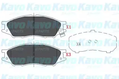 Комплект тормозных колодок, дисковый тормоз KAVO PARTS купить