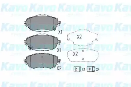 Комплект тормозных колодок, дисковый тормоз KAVO PARTS купить