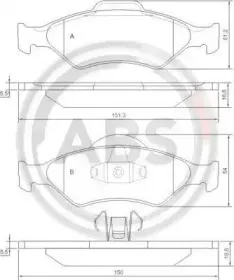 Комплект тормозных колодок, дисковый тормоз A.B.S. купить