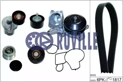 Водяной насос + комплект ручейковых ремней RUVILLE купить