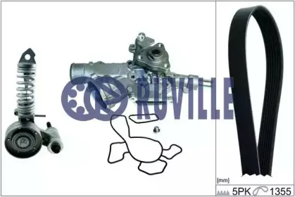 Водяной насос + комплект ручейковых ремней RUVILLE купить