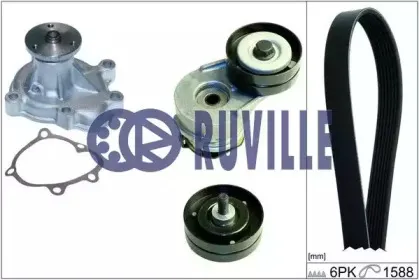 Водяной насос + комплект ручейковых ремней RUVILLE купить