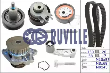 Водяной насос + комплект зубчатого ремня RUVILLE купить