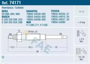 Свеча накаливания FAE купить