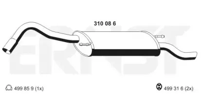Глушитель выхлопных газов конечный ERNST купить