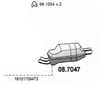 Глушитель выхлопных газов конечный ASSO купить