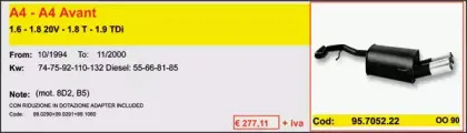 Глушитель для спортивного автомобиля ASSO купить