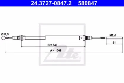Трос, стояночная тормозная система ATE купить