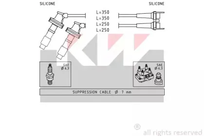 Комплект проводов зажигания KW купить