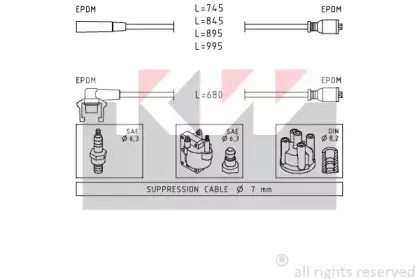 Комплект проводов зажигания KW купить