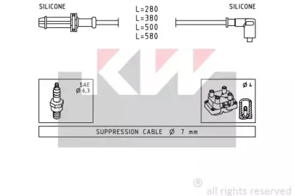 Комплект проводов зажигания KW купить