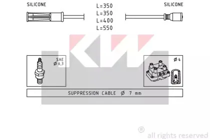 Комплект проводов зажигания KW купить