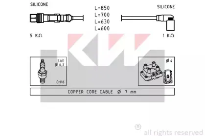 Комплект проводов зажигания KW купить
