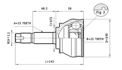 Шарнирный комплект, приводной вал STATIM купить