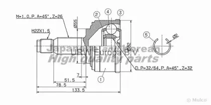 Шарнирный комплект, приводной вал ASHUKI купить