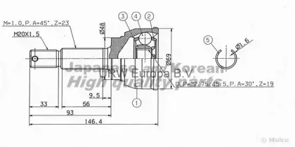 Шарнирный комплект, приводной вал ASHUKI купить