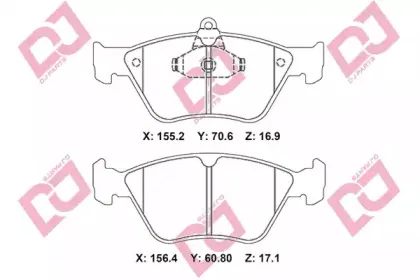 Комплект тормозных колодок, дисковый тормоз DJ PARTS купить