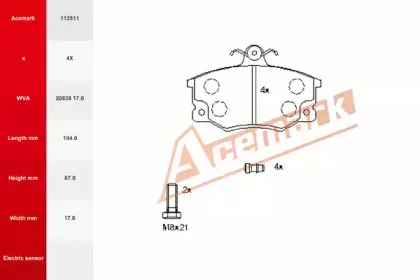 Комплект тормозных колодок, дисковый тормоз ACEMARK купить