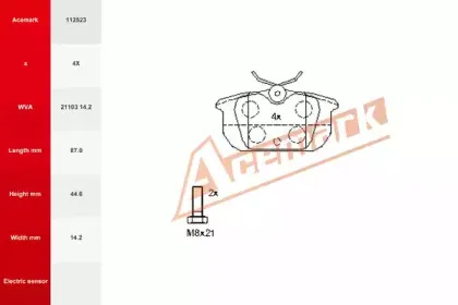 Комплект тормозных колодок, дисковый тормоз ACEMARK купить