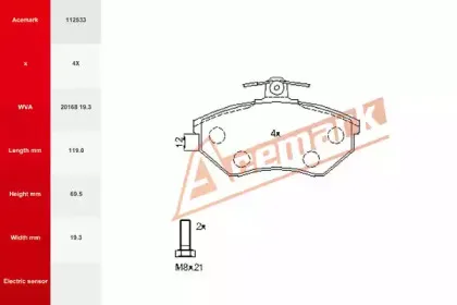 Комплект тормозных колодок, дисковый тормоз ACEMARK купить