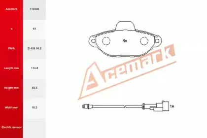 Комплект тормозных колодок, дисковый тормоз ACEMARK купить
