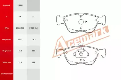 Комплект тормозных колодок, дисковый тормоз ACEMARK купить