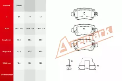 Комплект тормозных колодок, дисковый тормоз ACEMARK купить