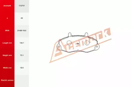Комплект тормозных колодок, дисковый тормоз ACEMARK купить