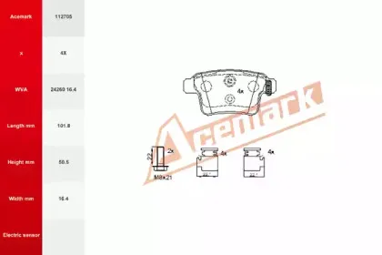 Комплект тормозных колодок, дисковый тормоз ACEMARK купить