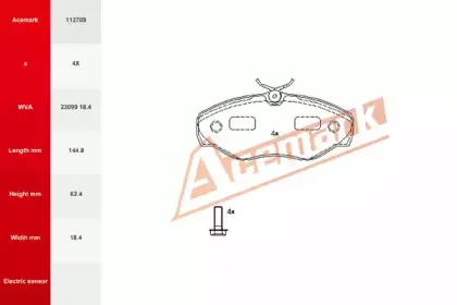 Комплект тормозных колодок, дисковый тормоз ACEMARK купить