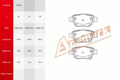 Комплект тормозных колодок, дисковый тормоз ACEMARK купить