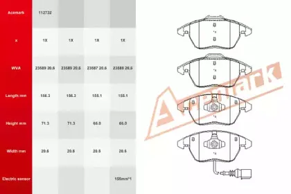 Комплект тормозных колодок, дисковый тормоз ACEMARK купить
