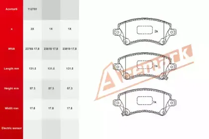 Комплект тормозных колодок, дисковый тормоз ACEMARK купить