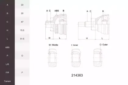 Шарнирный комплект, приводной вал ACEMARK купить