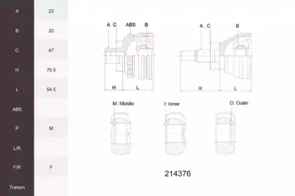 Шарнирный комплект, приводной вал ACEMARK купить