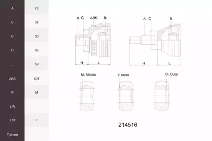 Шарнирный комплект, приводной вал ACEMARK купить